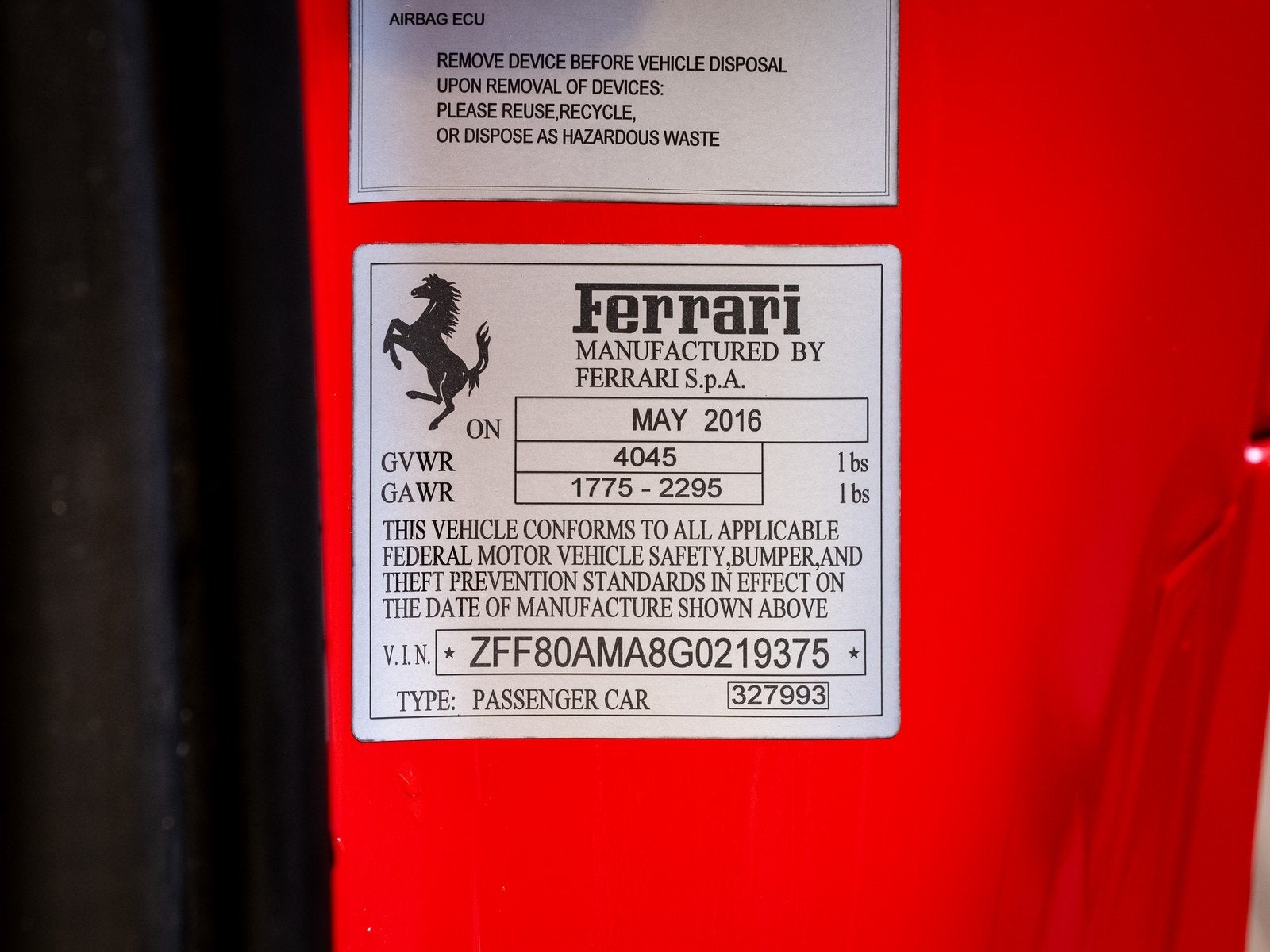 2016 Ferrari 488 Spider Base