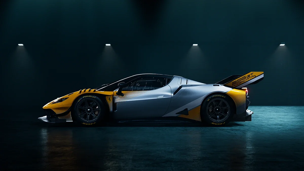 Side view of the Ferarri 296 GT Modificata